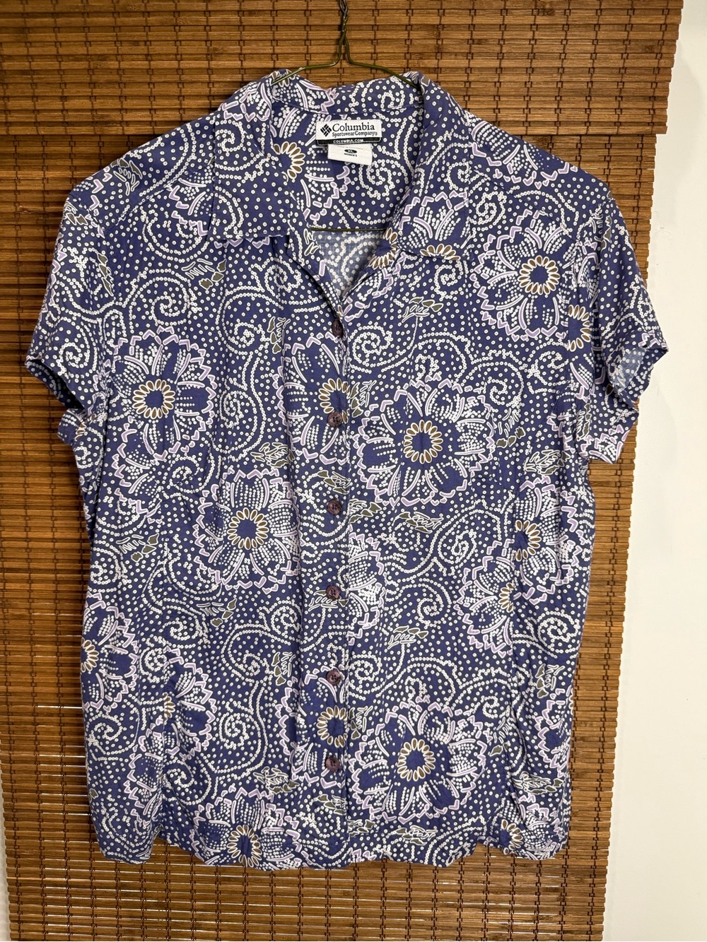 Columbia Women’s Short-Sleeve Floral Button-Up Shirt - Blue